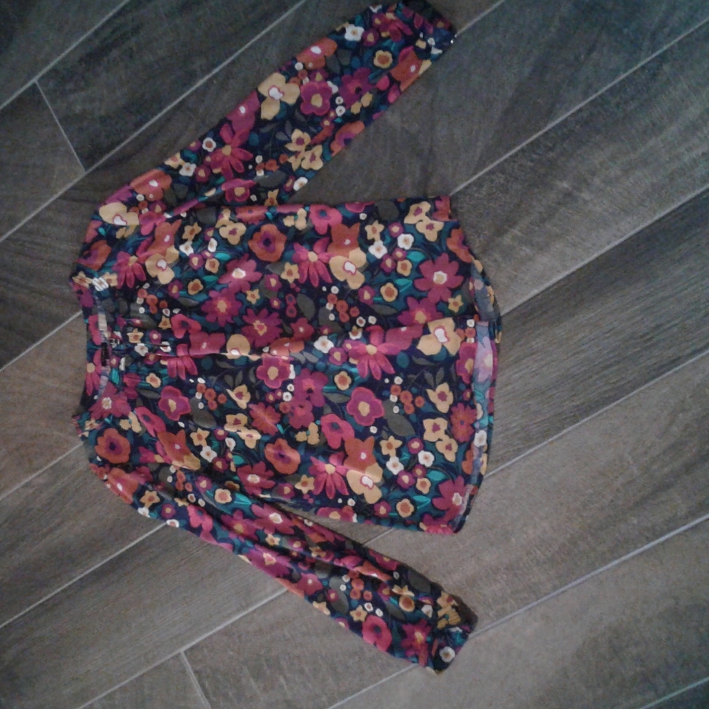 Talbots navy multicolor blouse